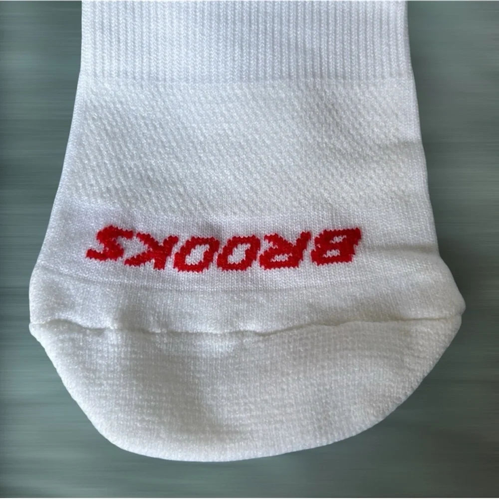 Brooks White Socks with Stars Accents